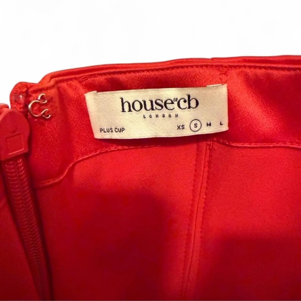 House of CB - ADRIENNE Scarlet Satin Strapless Gown - Small - Picture 7 of 14